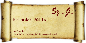 Sztanko Júlia névjegykártya