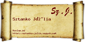 Sztanko Júlia névjegykártya