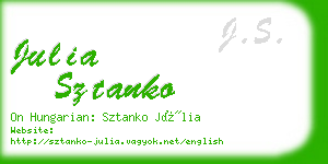 julia sztanko business card